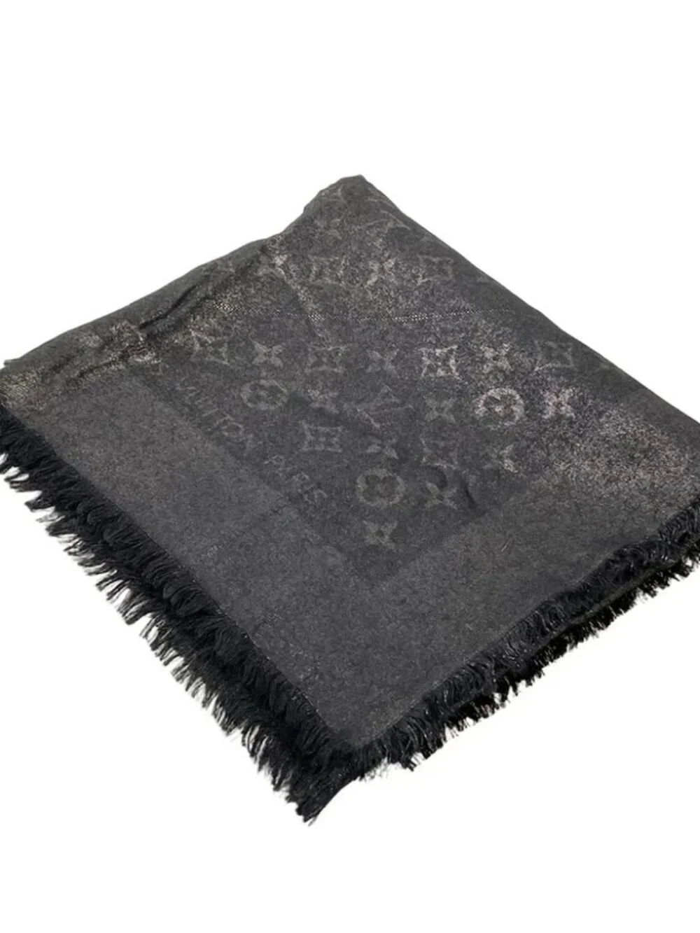 LOUIS VUITTON Black 402336 Scarf Silk Wool